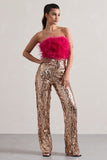 Iridescence Gold Sequin Wide-Leg Trousers