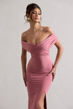 Refined Blush Pink Twist Front Bardot Maxi Dress