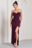 Dynamite Burgundy Pleated Bodice Split Maxi Dress