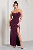 Dynamite Burgundy Pleated Bodice Split Maxi Dress