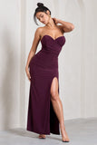 Dynamite Burgundy Pleated Bodice Split Maxi Dress