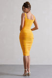 Lisbon Mango Square Neck Ruched Midi Dress