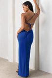 Dressing Up Cobalt Blue One Shoulder Maxi Dress With Open Back Detail