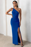 Dressing Up Cobalt Blue One Shoulder Maxi Dress With Open Back Detail