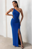 Dressing Up Cobalt Blue One Shoulder Maxi Dress With Open Back Detail