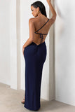 Dressing Up Navy One Shoulder Maxi Dress With Open Back Detail