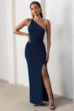 Dressing Up Navy One Shoulder Maxi Dress With Open Back Detail