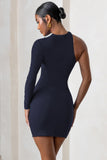 Perfect Touch Navy One Shoulder Long Sleeve Mini Dress