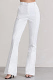 Kehlani White High Waist Flared Tailored Trousers