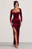 Fay Berry Velvet Corset Style Knot Maxi Dress