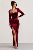 Fay Berry Velvet Corset Style Knot Maxi Dress