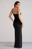 Miranda Black Velvet Plunge Neck Twist Maxi Dress
