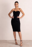 Lacey Black Twist Detail Bandeau Midi Dress