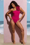 Octavias Dark Pink One-Shoulder Floral Swimsuit