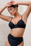 Opal Black Ruched Bikini Top