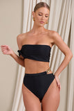 Wealth Black High Waisted Chain Bikini Bottoms