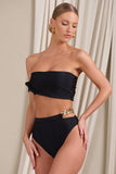 Wealth Black High Waisted Chain Bikini Bottoms