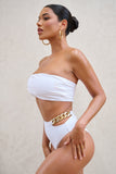 Wealth White High Waisted Chain Bikini Bottoms