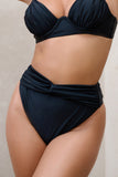 High Tide Black High Waisted Twist Front Bikini Bottoms