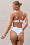 High Tide White High Waisted Twist Front Bikini Bottoms