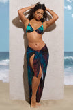 Whirl Blue Print Chiffon Wrap Sarong