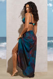Whirl Blue Print Chiffon Wrap Sarong