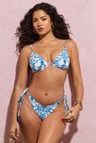 Sway Blue Porcelain Print Beaded Bikini Top