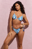 Sweep Blue Porcelain Print Beaded String Bikini Bottoms