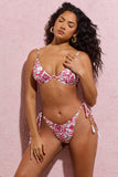Sweep Pink Porcelain Print Beaded String Bikini Bottoms