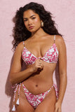 Sway Pink Porcelain Print Beaded Bikini Top