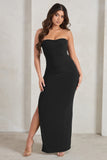 Manon Black Sweetheart Bandeau Maxi Dress With Thigh Split