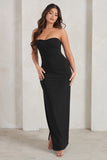 Manon Black Sweetheart Bandeau Maxi Dress With Thigh Split