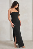 Manon Black Sweetheart Bandeau Maxi Dress With Thigh Split