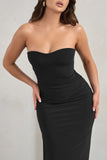 Manon Black Sweetheart Bandeau Maxi Dress With Thigh Split
