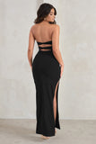 Manon Black Sweetheart Bandeau Maxi Dress With Thigh Split