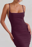 Adele Plum Backless Ruched Fishtail Cami Maxi Dress