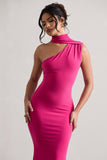 Capucine Pink One Shoulder Draped Maxi Dress