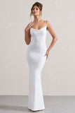 Francoise White Cowl Neck Backless Maxi Dress With Lace Insert