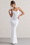 Francoise White Cowl Neck Backless Maxi Dress With Lace Insert
