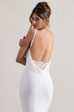 Francoise White Cowl Neck Backless Maxi Dress With Lace Insert