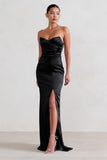 Coraline Black Strapless Maxi Dress With Split