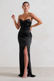 Coraline Black Strapless Maxi Dress With Split