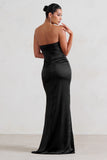 Coraline Black Strapless Maxi Dress With Split