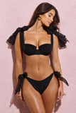 Adrift Black Organza Bikini Bottoms With Bows