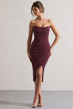 Soulmate Plum Bandeau Midi dress