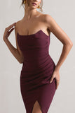 Soulmate Plum Bandeau Midi dress