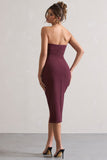 Soulmate Plum Bandeau Midi dress