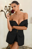 Damsel Black Cotton-Blend Corset Bardot Playsuit