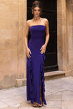 Susan Purple Bandeau Maxi Dress With Ruffled Splits