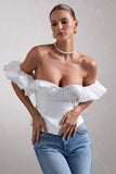 Naturally White Cotton-Blend Structured Bardot Top